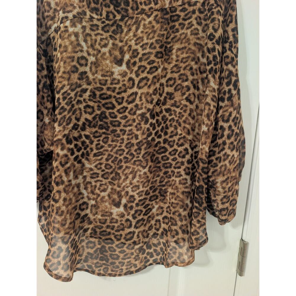 Jennifer Lopez Women’s XLSheer Leopard Animal Print Blouse - Picture 2 of 8
